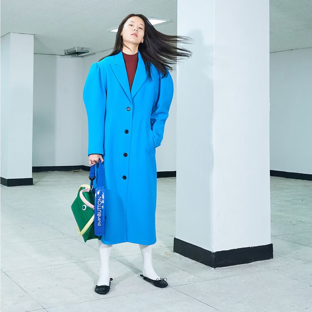 Pushbutton Blue Techno Coat